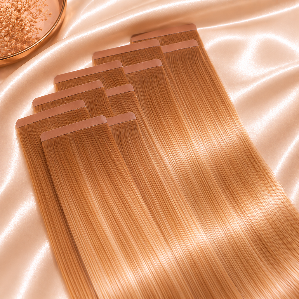 Extensions adhésives Tape-in cheveux naturels premium, plusieurs teintes - La Maison Lumé