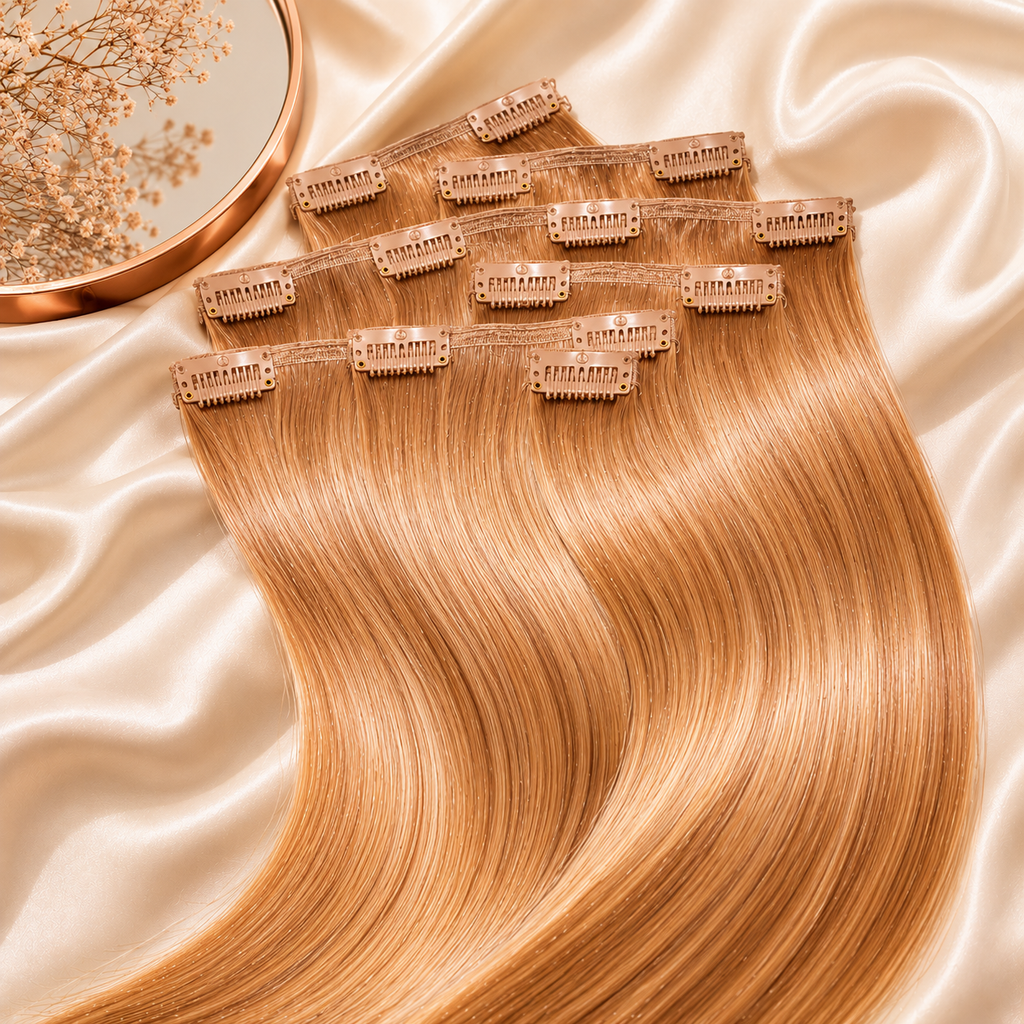 Extensions à clips cheveux naturels premium, plusieurs teintes - La Maison Lumé